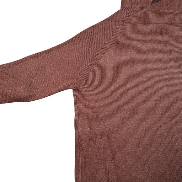 NWT Y2K Wool Blend Ribbed Hoodie Sweater Pullover Coffee Brown XL (Fits as M/L) - Picture 10 of 13